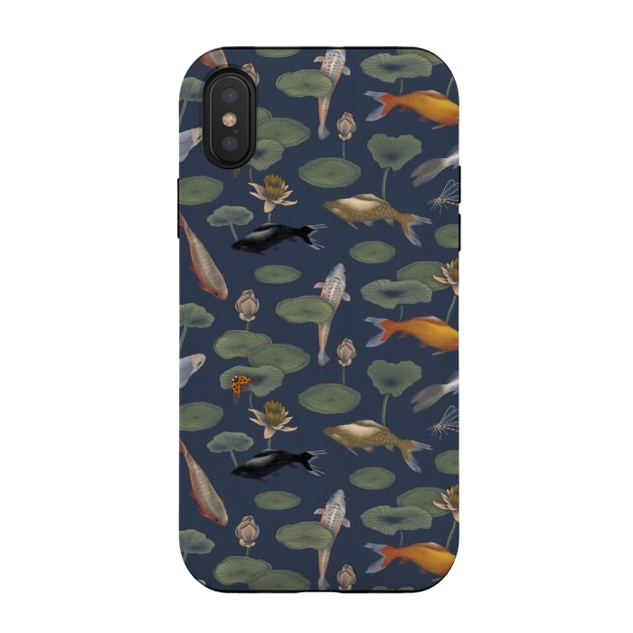 iPhone Xs / X StrongFit Water Lilies & Koi Fish by Tishya Oedit