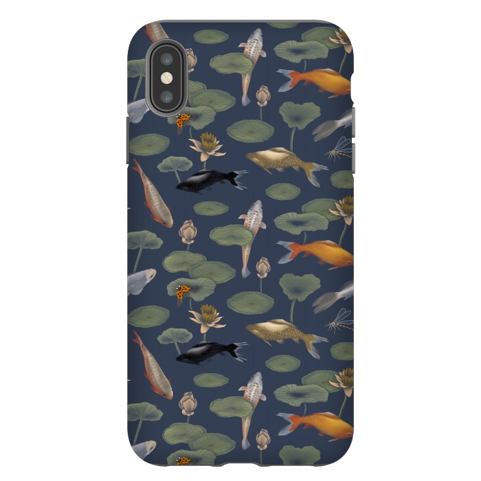 iPhone Xs Max StrongFit Water Lilies & Koi Fish by Tishya Oedit