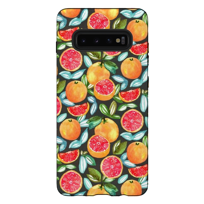 Galaxy S10 plus StrongFit Grapefruits on Navy  by Tigatiga