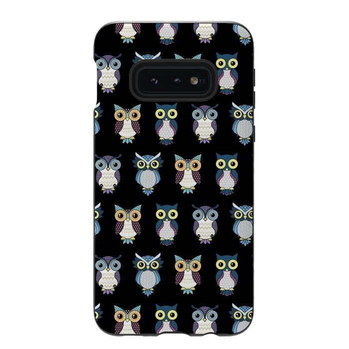 Galaxy S10e StrongFit Owls pattern by Laura Nagel