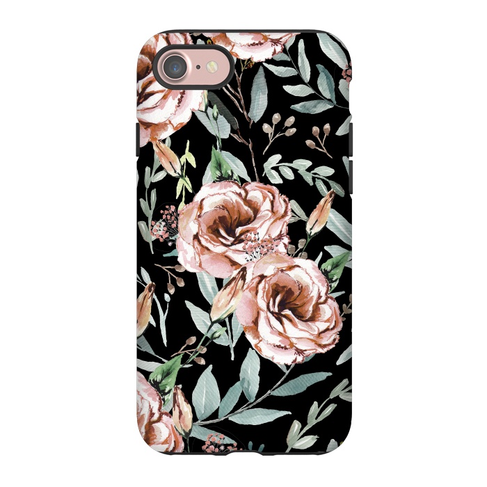 iPhone 7 StrongFit Floral Explosion Black by Anis Illustration
