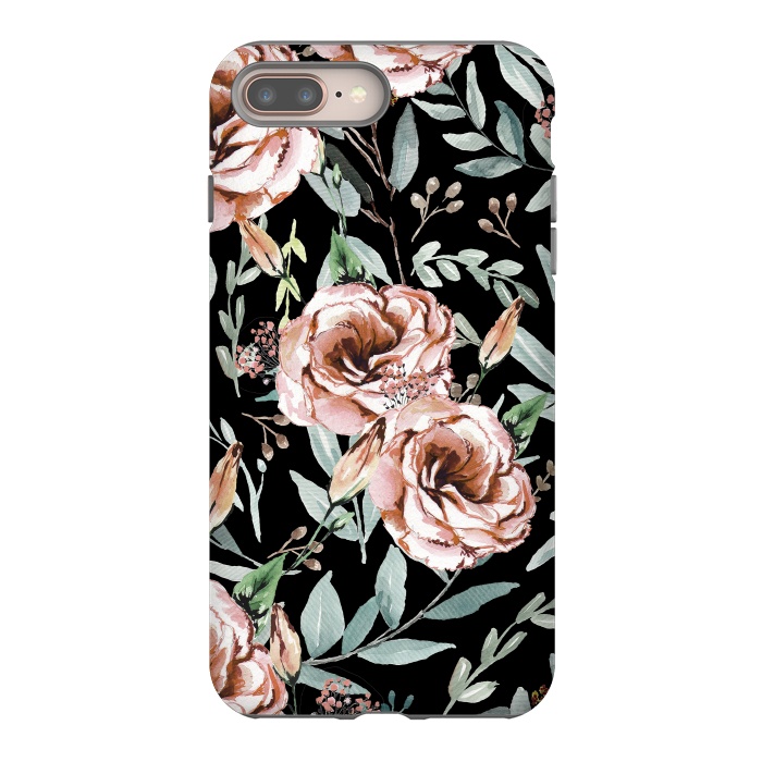 iPhone 7 plus StrongFit Floral Explosion Black by Anis Illustration