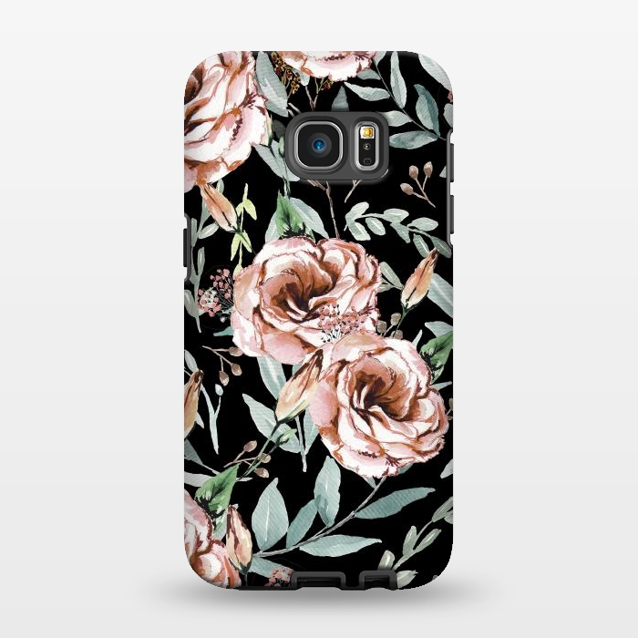 Galaxy S7 EDGE StrongFit Floral Explosion Black by Anis Illustration