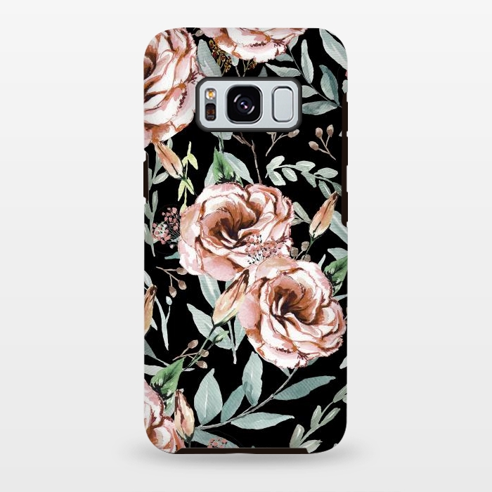 Galaxy S8 plus StrongFit Floral Explosion Black by Anis Illustration