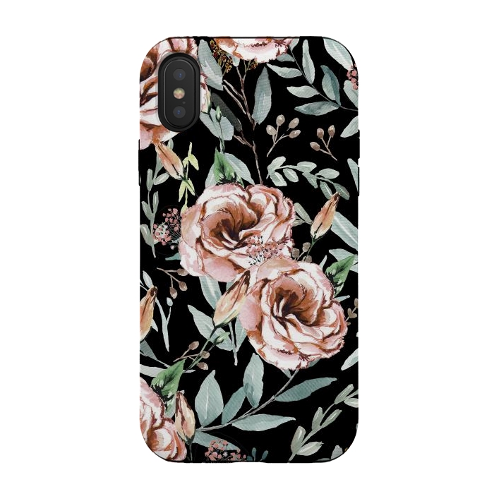 iPhone Xs / X StrongFit Floral Explosion Black by Anis Illustration