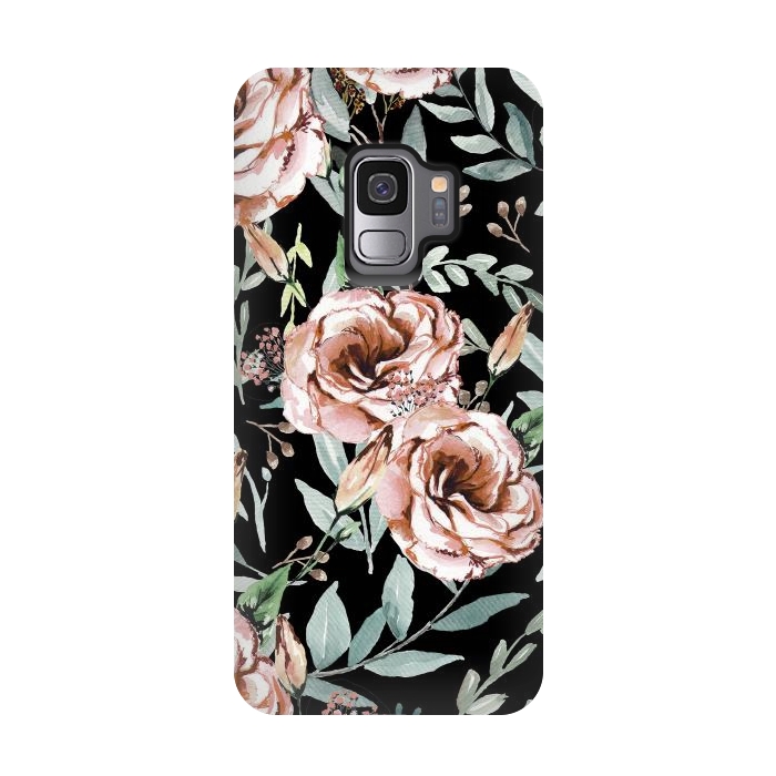 Galaxy S9 StrongFit Floral Explosion Black by Anis Illustration