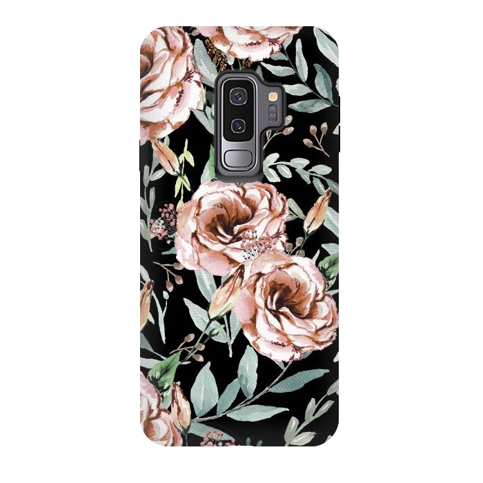 Galaxy S9 plus StrongFit Floral Explosion Black by Anis Illustration