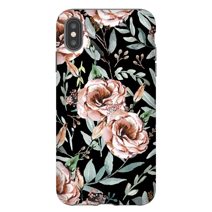 iPhone Xs Max StrongFit Floral Explosion Black by Anis Illustration