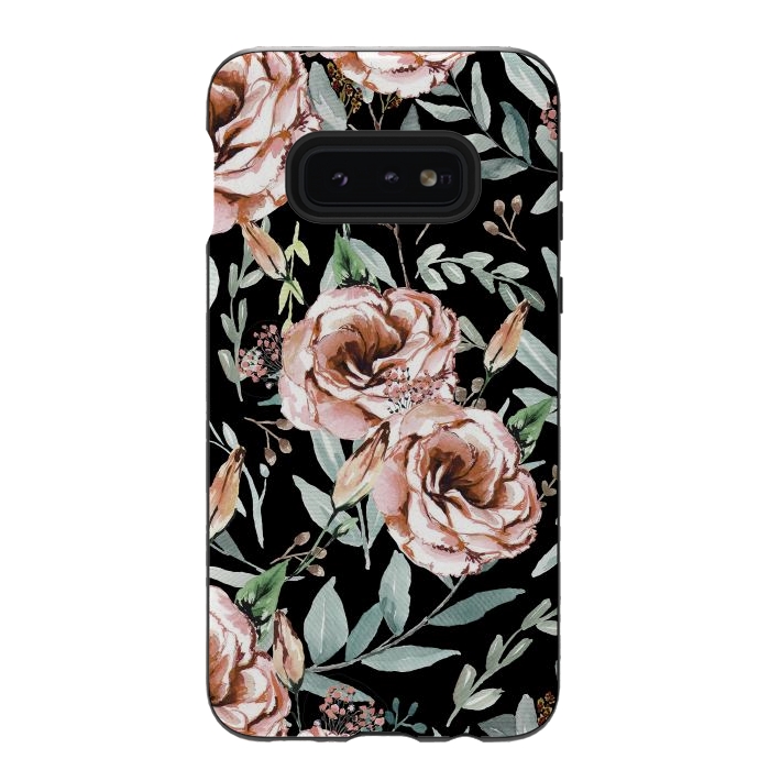 Galaxy S10e StrongFit Floral Explosion Black by Anis Illustration