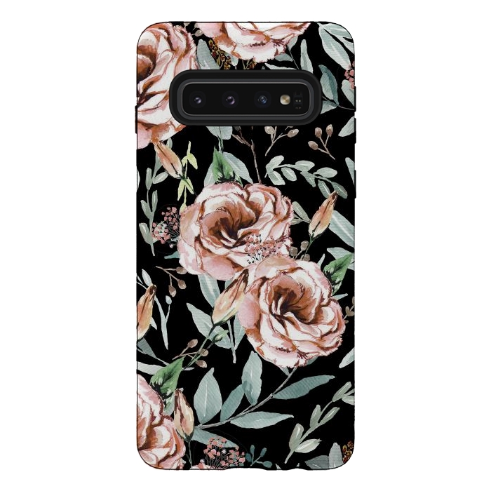Galaxy S10 StrongFit Floral Explosion Black by Anis Illustration