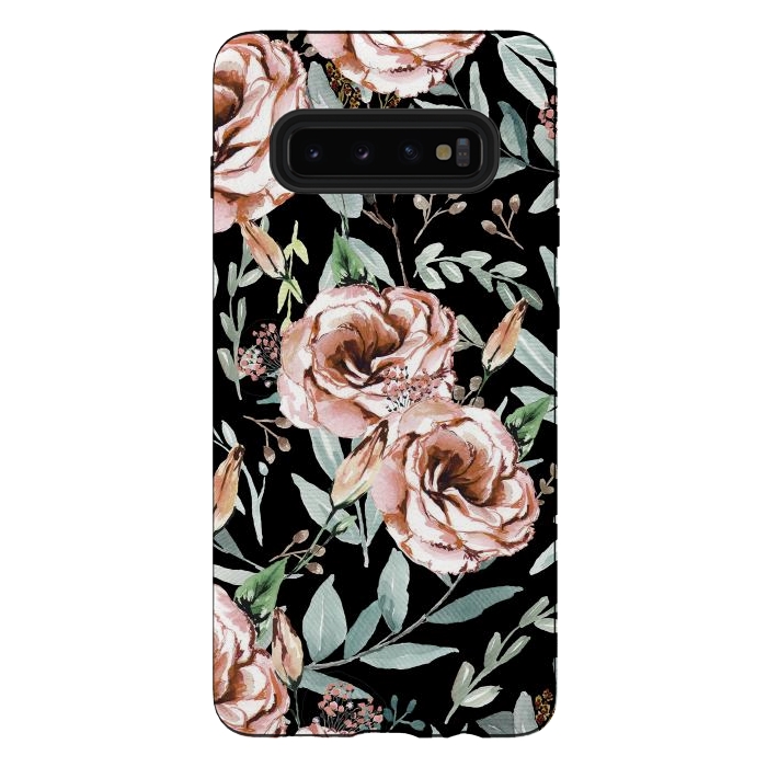 Galaxy S10 plus StrongFit Floral Explosion Black by Anis Illustration