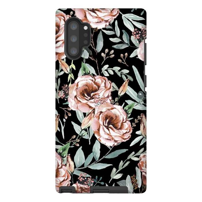 Galaxy Note 10 plus StrongFit Floral Explosion Black by Anis Illustration