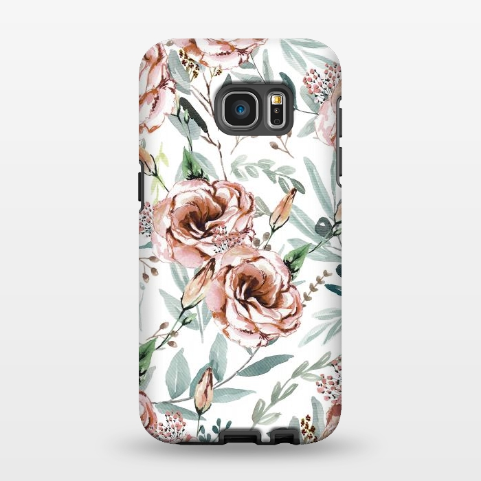 Galaxy S7 EDGE StrongFit Floral Explosion White by Anis Illustration