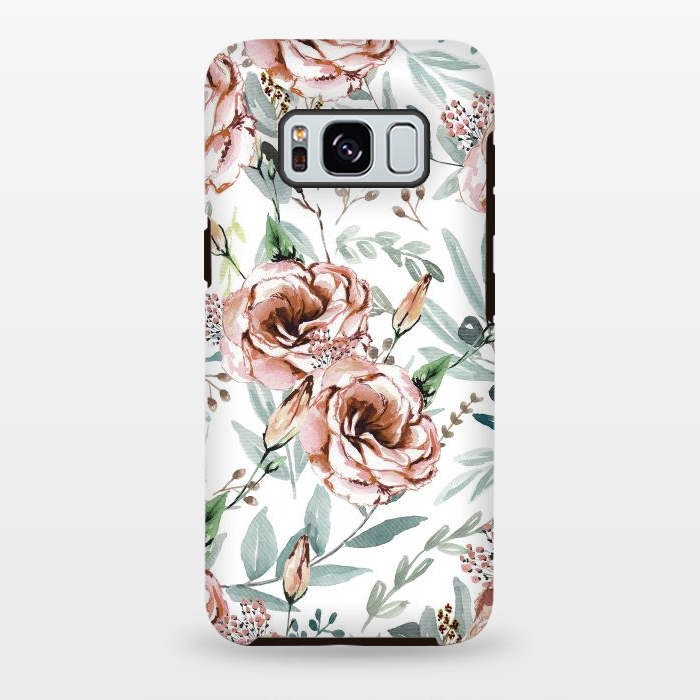 Galaxy S8 plus StrongFit Floral Explosion White by Anis Illustration