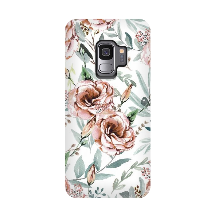 Galaxy S9 StrongFit Floral Explosion White by Anis Illustration