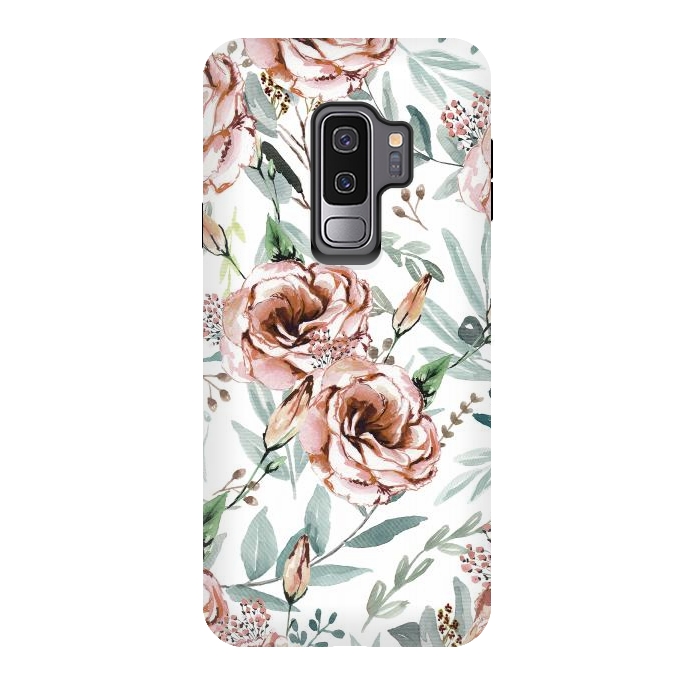 Galaxy S9 plus StrongFit Floral Explosion White by Anis Illustration