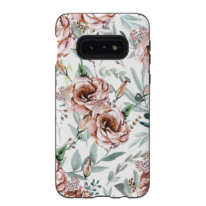 Galaxy S10e StrongFit Floral Explosion White by Anis Illustration