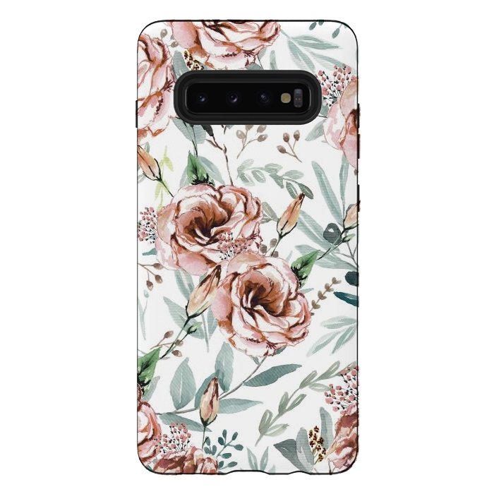 Galaxy S10 plus StrongFit Floral Explosion White by Anis Illustration