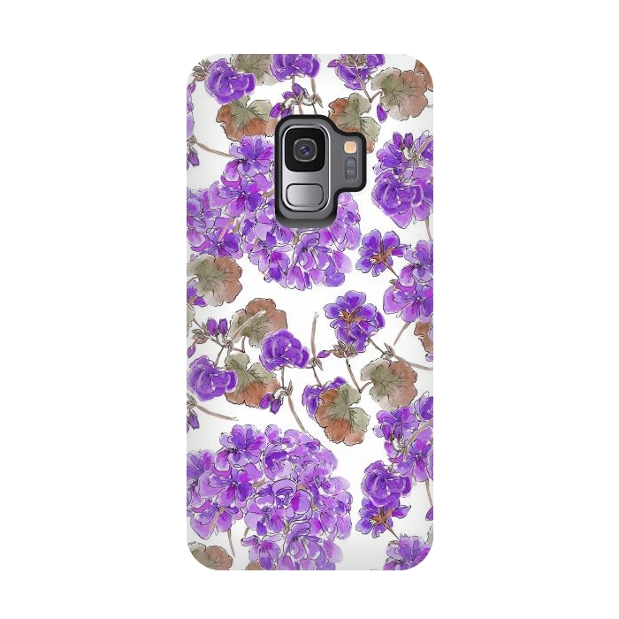 Galaxy S9 StrongFit Purple Geranium by Anis Illustration