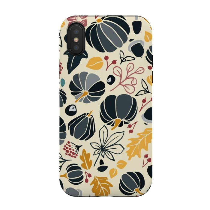 iPhone Xs / X StrongFit Fall Fruits in Navy and Yellow by Paula Ohreen