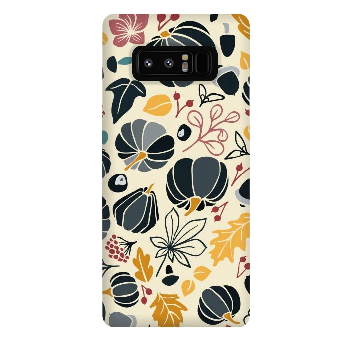 Galaxy Note 8 StrongFit Fall Fruits in Navy and Yellow by Paula Ohreen