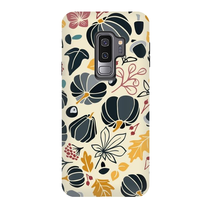 Galaxy S9 plus StrongFit Fall Fruits in Navy and Yellow by Paula Ohreen