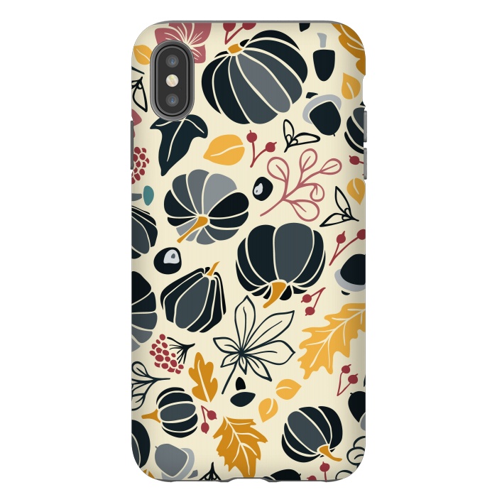 iPhone Xs Max StrongFit Fall Fruits in Navy and Yellow by Paula Ohreen
