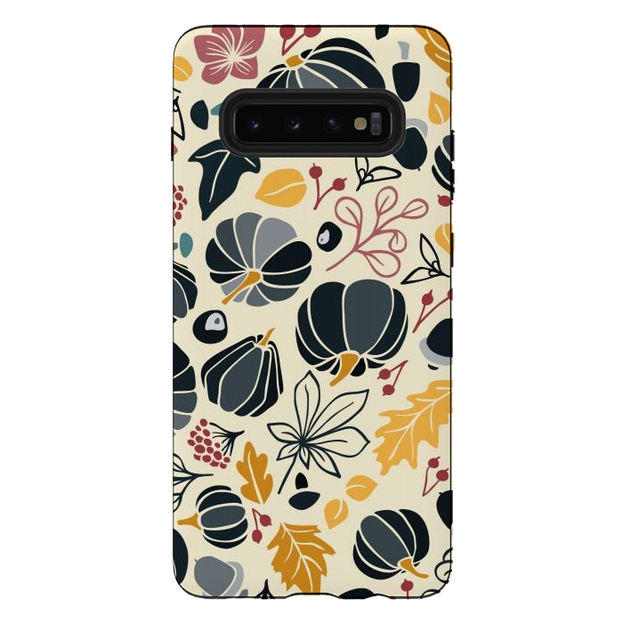 Galaxy S10 plus StrongFit Fall Fruits in Navy and Yellow by Paula Ohreen