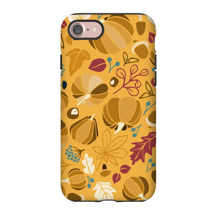 iPhone 7 StrongFit Fall Fruits in Mustard and Red by Paula Ohreen