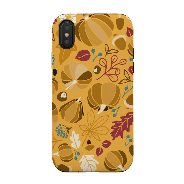 iPhone Xs / X StrongFit Fall Fruits in Mustard and Red by Paula Ohreen