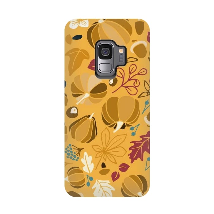 Galaxy S9 StrongFit Fall Fruits in Mustard and Red by Paula Ohreen
