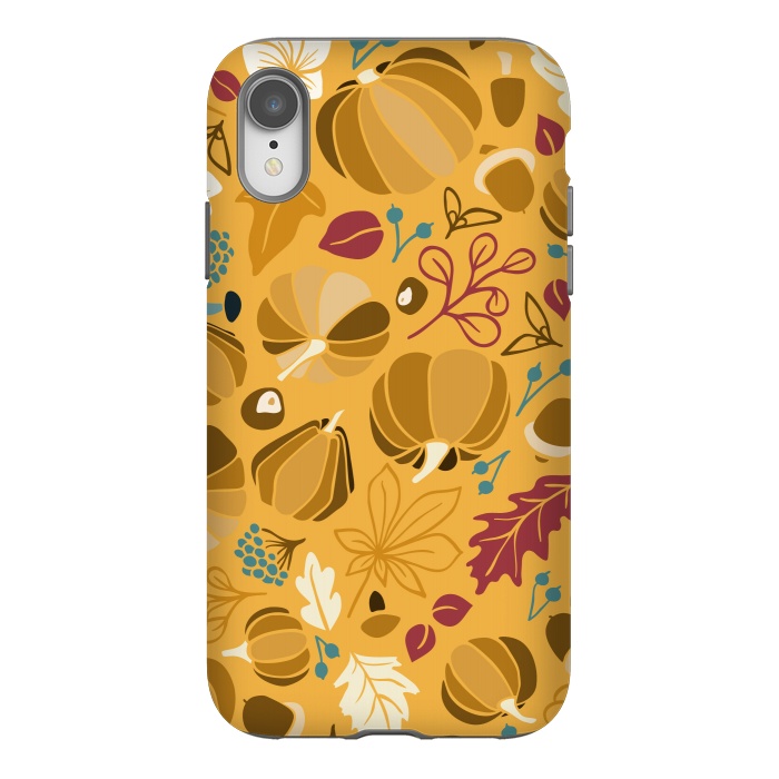 iPhone Xr StrongFit Fall Fruits in Mustard and Red by Paula Ohreen