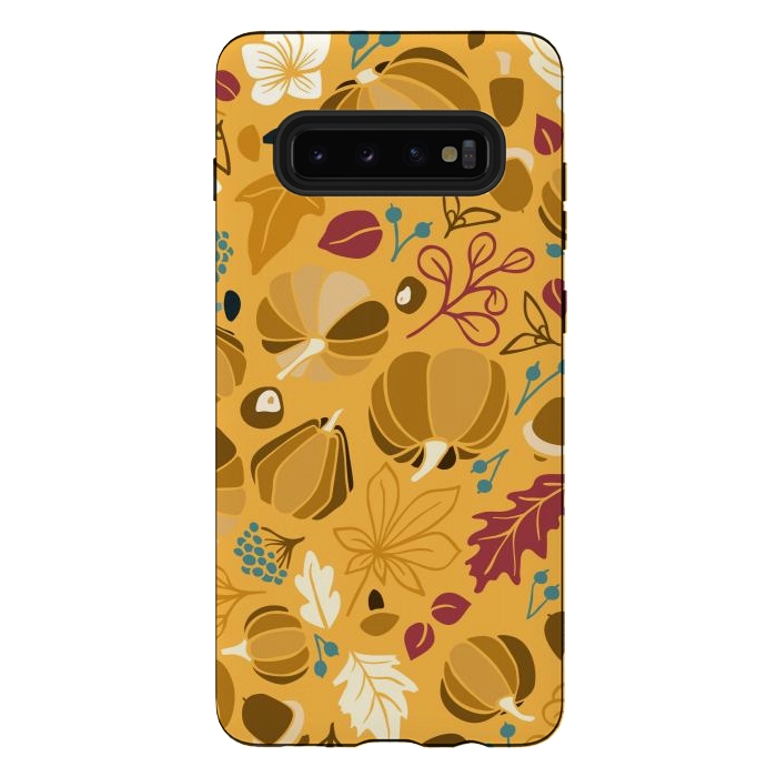 Galaxy S10 plus StrongFit Fall Fruits in Mustard and Red by Paula Ohreen