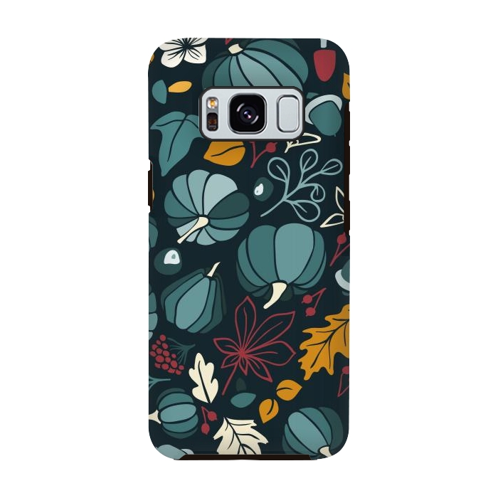 Galaxy S8 StrongFit Fall Fruits in Navy and Red by Paula Ohreen