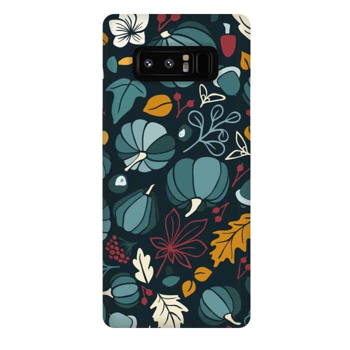Galaxy Note 8 StrongFit Fall Fruits in Navy and Red by Paula Ohreen