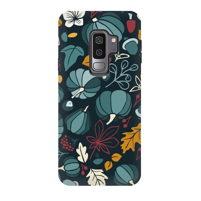 Galaxy S9 plus StrongFit Fall Fruits in Navy and Red by Paula Ohreen