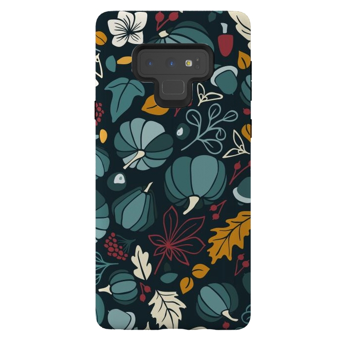 Galaxy Note 9 StrongFit Fall Fruits in Navy and Red by Paula Ohreen