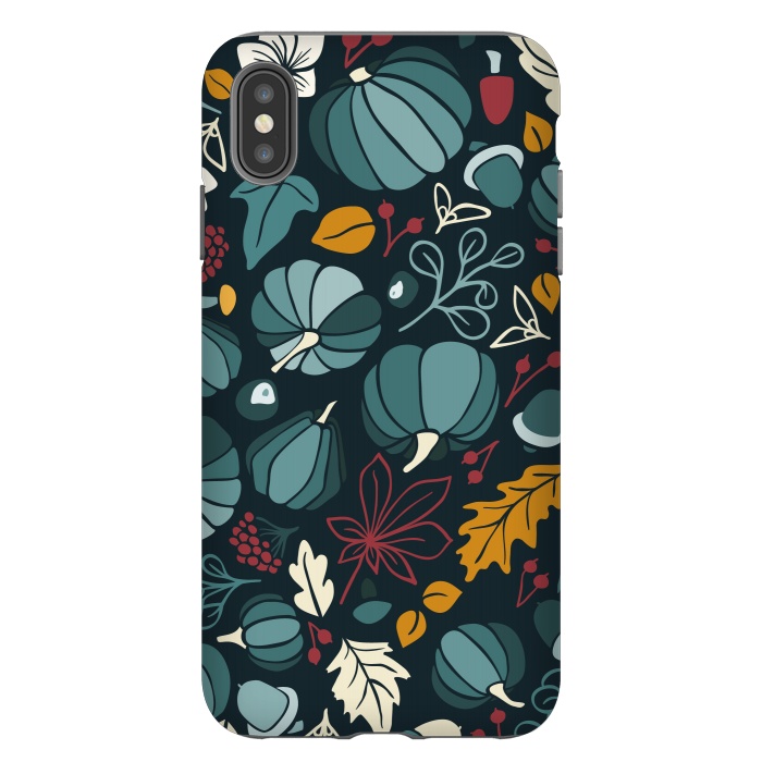 iPhone Xs Max StrongFit Fall Fruits in Navy and Red by Paula Ohreen