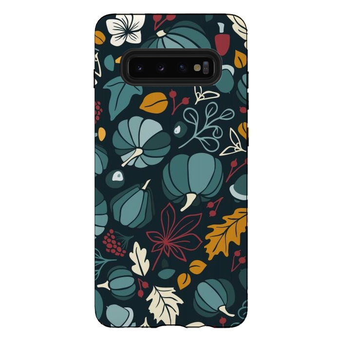 Galaxy S10 plus StrongFit Fall Fruits in Navy and Red by Paula Ohreen