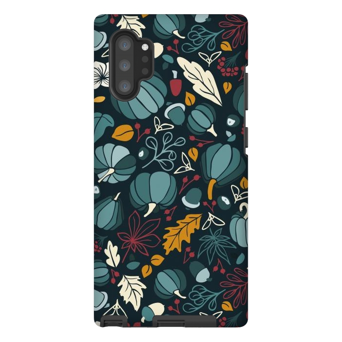 Galaxy Note 10 plus StrongFit Fall Fruits in Navy and Red by Paula Ohreen