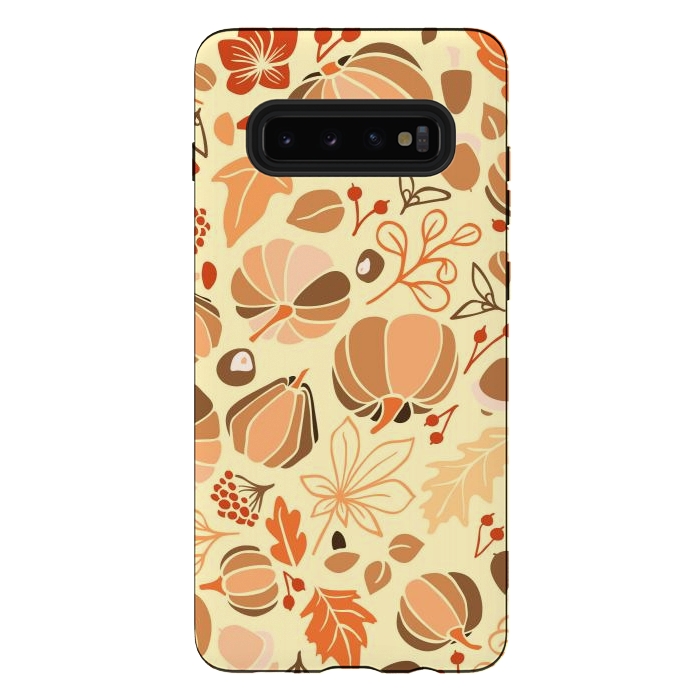 Galaxy S10 plus StrongFit Fall Fruits in Orange and Yellow by Paula Ohreen