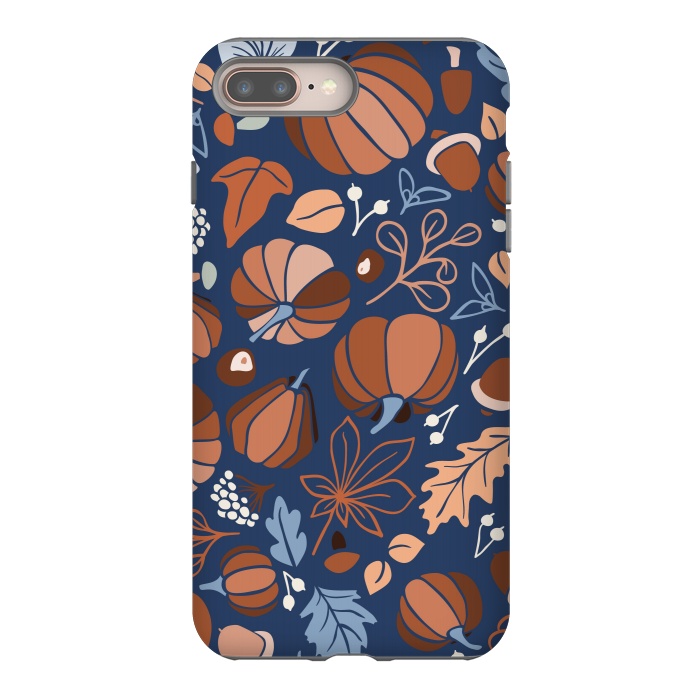 iPhone 7 plus StrongFit Fall Fruits in Navy and Orange by Paula Ohreen