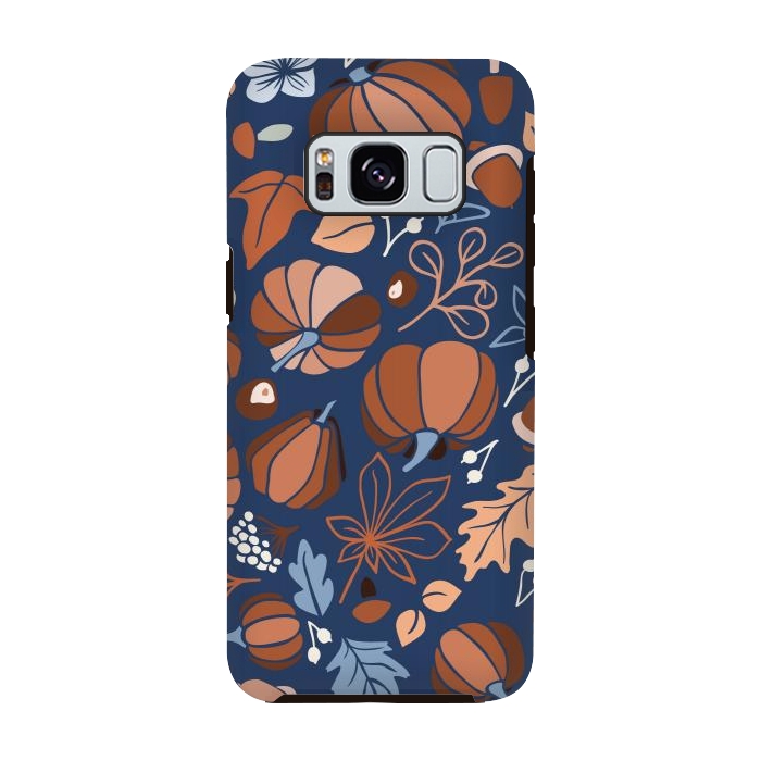 Galaxy S8 StrongFit Fall Fruits in Navy and Orange by Paula Ohreen