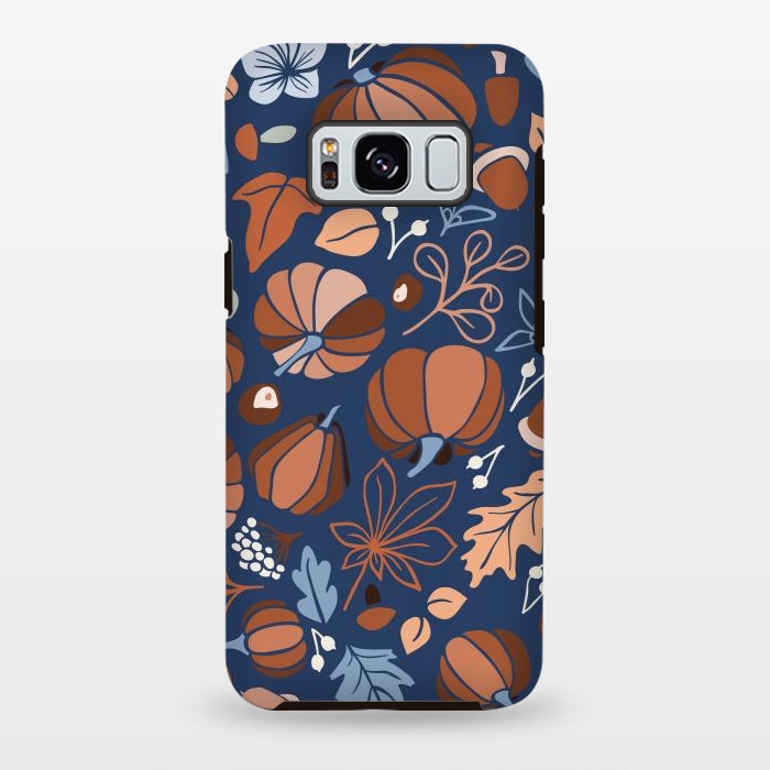 Galaxy S8 plus StrongFit Fall Fruits in Navy and Orange by Paula Ohreen
