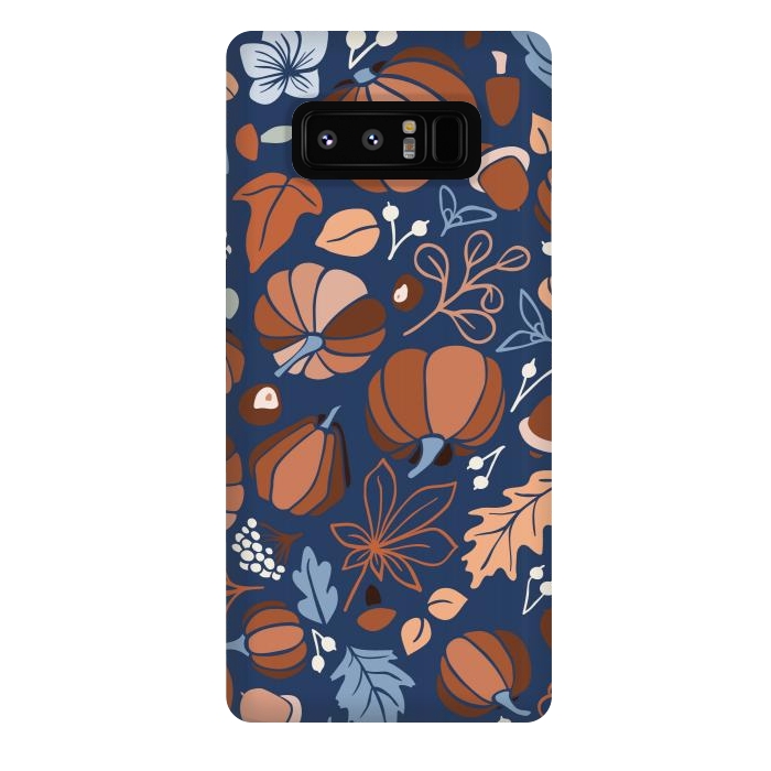 Galaxy Note 8 StrongFit Fall Fruits in Navy and Orange by Paula Ohreen