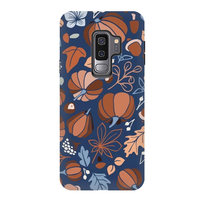 Galaxy S9 plus StrongFit Fall Fruits in Navy and Orange by Paula Ohreen