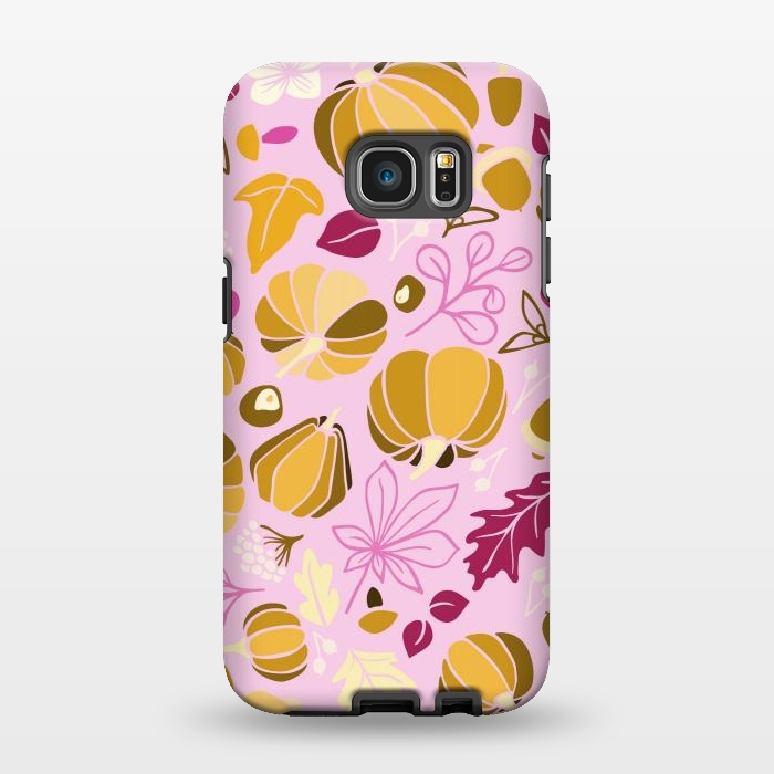 Galaxy S7 EDGE StrongFit Fall Fruits in Pink and Orange by Paula Ohreen