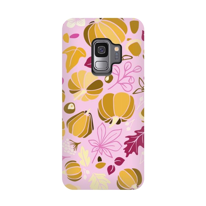 Galaxy S9 StrongFit Fall Fruits in Pink and Orange by Paula Ohreen