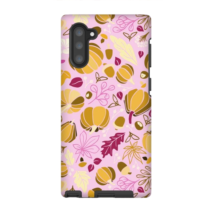Galaxy Note 10 StrongFit Fall Fruits in Pink and Orange by Paula Ohreen