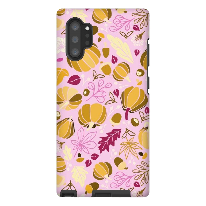 Galaxy Note 10 plus StrongFit Fall Fruits in Pink and Orange by Paula Ohreen
